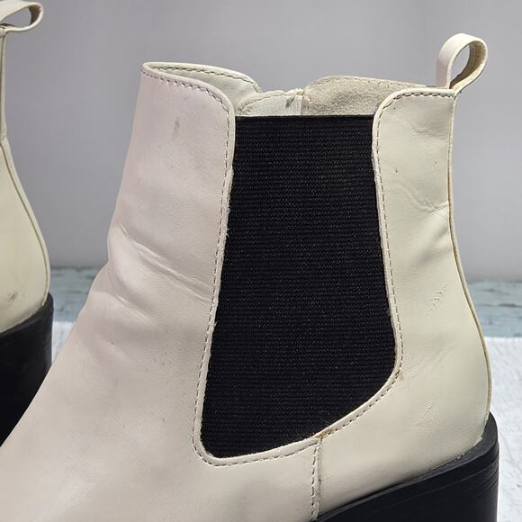 Mia Boots Womens 6.5 Gwyn Chelsea Platform Zip Ankle Bootie White Faux Leather - Picture 4 of 11